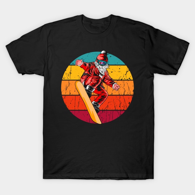 Vintage rad Santa Claus snowboarding T-Shirt by Geoji 